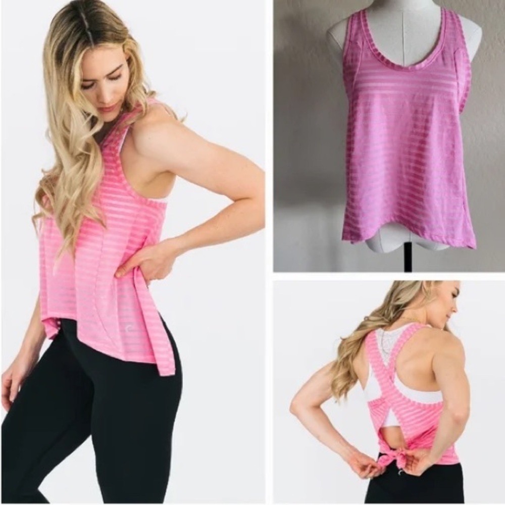 ZYIA Pink Striped Racerback Tank Top